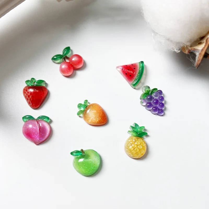 50 pz estate frutta fresca decorazioni per unghie parti 3D carino fragola ciliegia resina ciondoli per unghie gioielli accessorio per Manicure fai da te