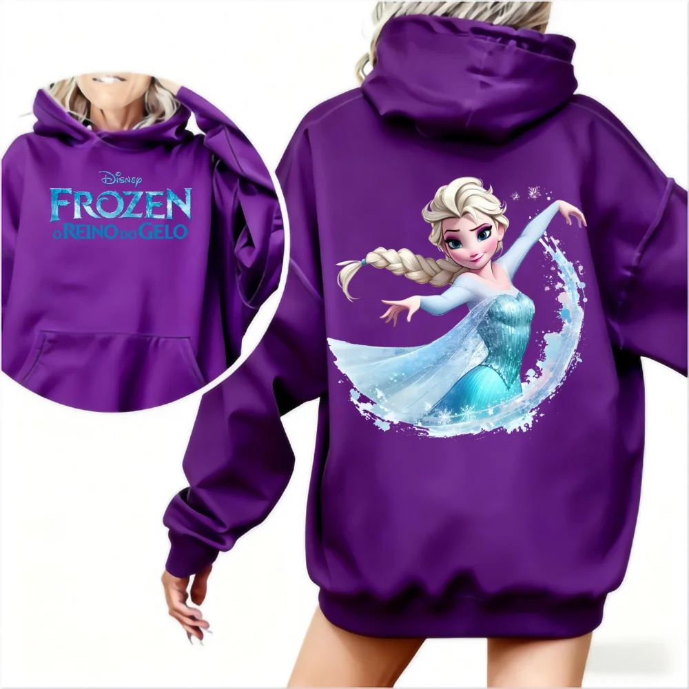 2025 nova disney outono feminino dos desenhos animados traje senhoras de manga comprida congelado elsa roupas com capuz | Sorpresa de Natal | Presente de Halloween