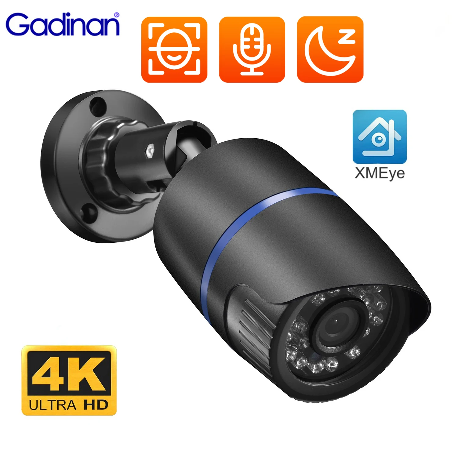 

Gadinan 4K 8MP POE IP Camera 5MP 4MP Outdoor Waterproof Plastic Bullet CCTV Security Surveillance Camera Motion Detection XMEye