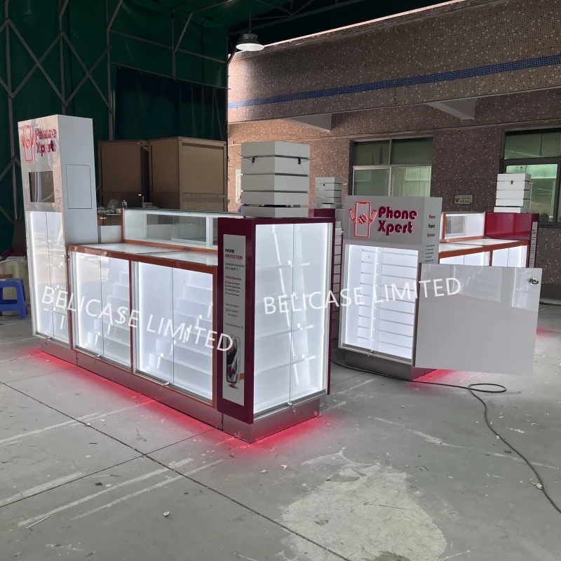 customized.Customized Cell Phone and Accessories Repair  Kiosk Shop Display Showcase Cabinet with LED Light Mobile Phone Ki