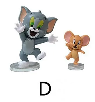 Disney-Tom e Jerry Anime Action Figure, Estátua dos desenhos animados, Brinquedos de PVC, Modelo de Coleção, Decoração do Lar, Presente Kids, Engraçado, 2Pcs, Lote