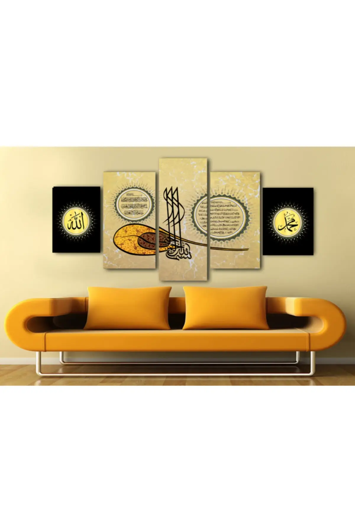 DOLBOVI Hilye I sheriff Allah Lafzı religious 5 piece canvas wall painting