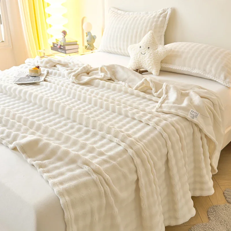 

Plush Flat Bedsheet Skin-friendly Bed Linen Solid Color Flat Sheet Home Warm Blankets (No Pillowcase)