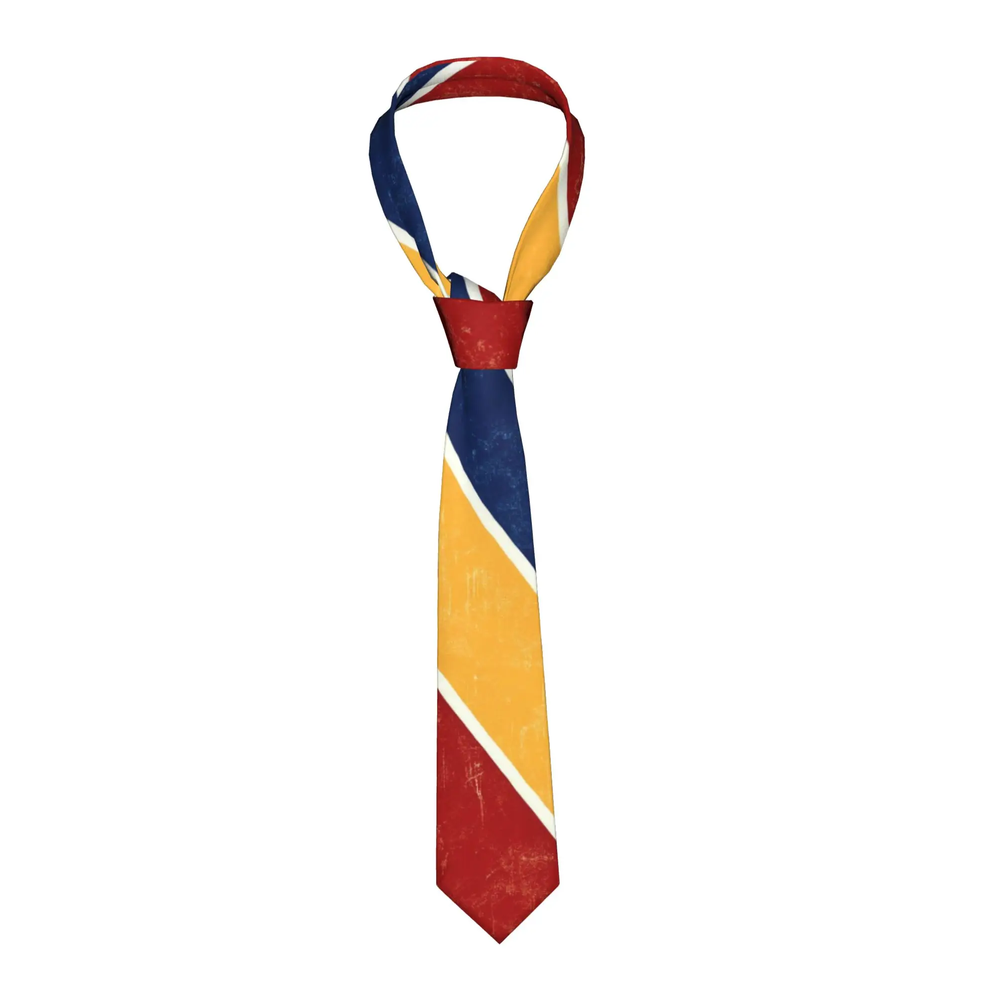 Corbata vintage con rayas diagonales rojas, amarillas y azules, para uso diario, fiestas, moda, para hombre, regalo de cumpleaños