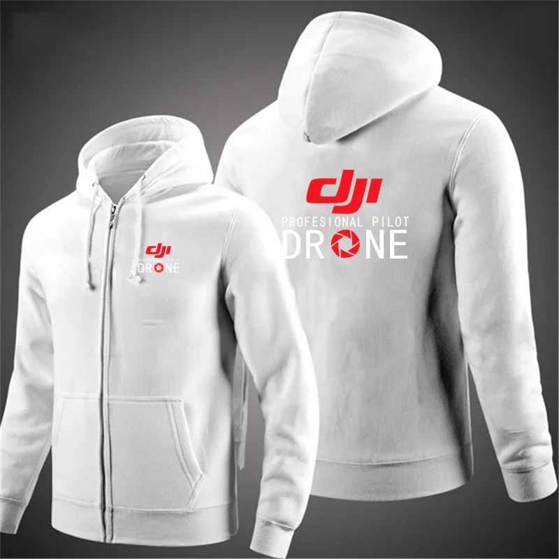 2024 New Dji Professional Pilot Drone Autumn Hooded Sweatshirts Men\'s Hoodie Cardigan Solid Color Classic Jacket Clothing Tops