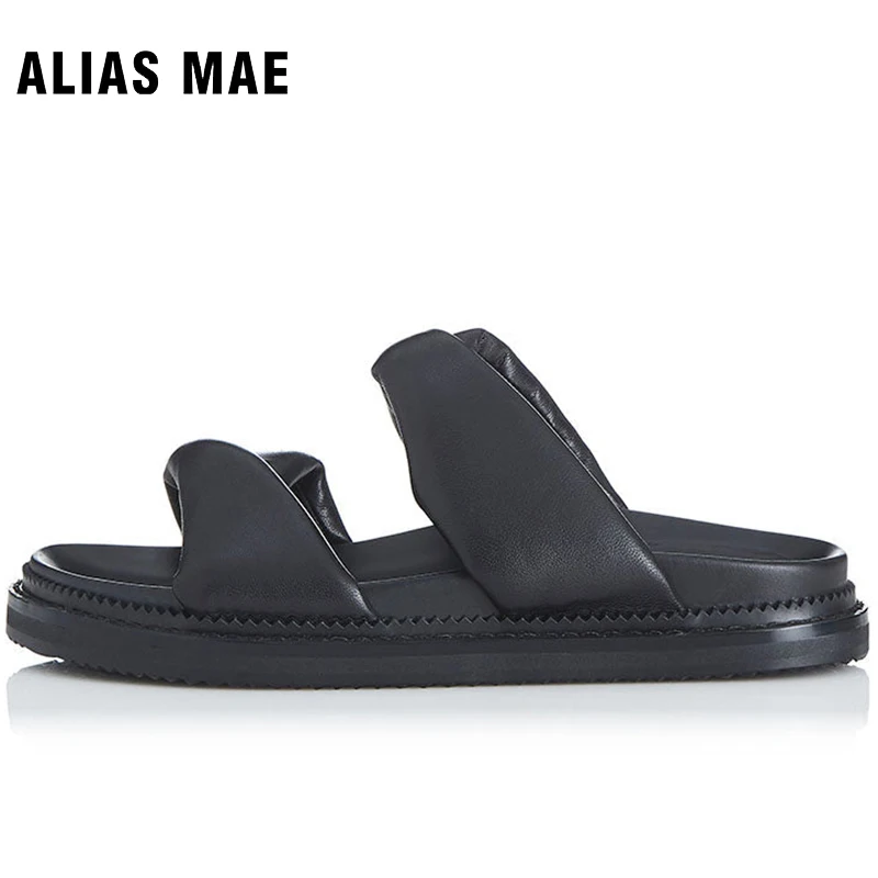 

ALIAS MAE PARIS Top Designer Pure Handmade New Women's Summer Fashion Leisure Luxury Genuine Leather Slippers