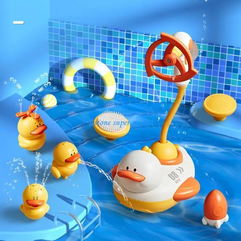 Jouet bain pour bébé 090B, douche pour temps, modèle canard, arroseur bateau électrique pour enfants 2/3