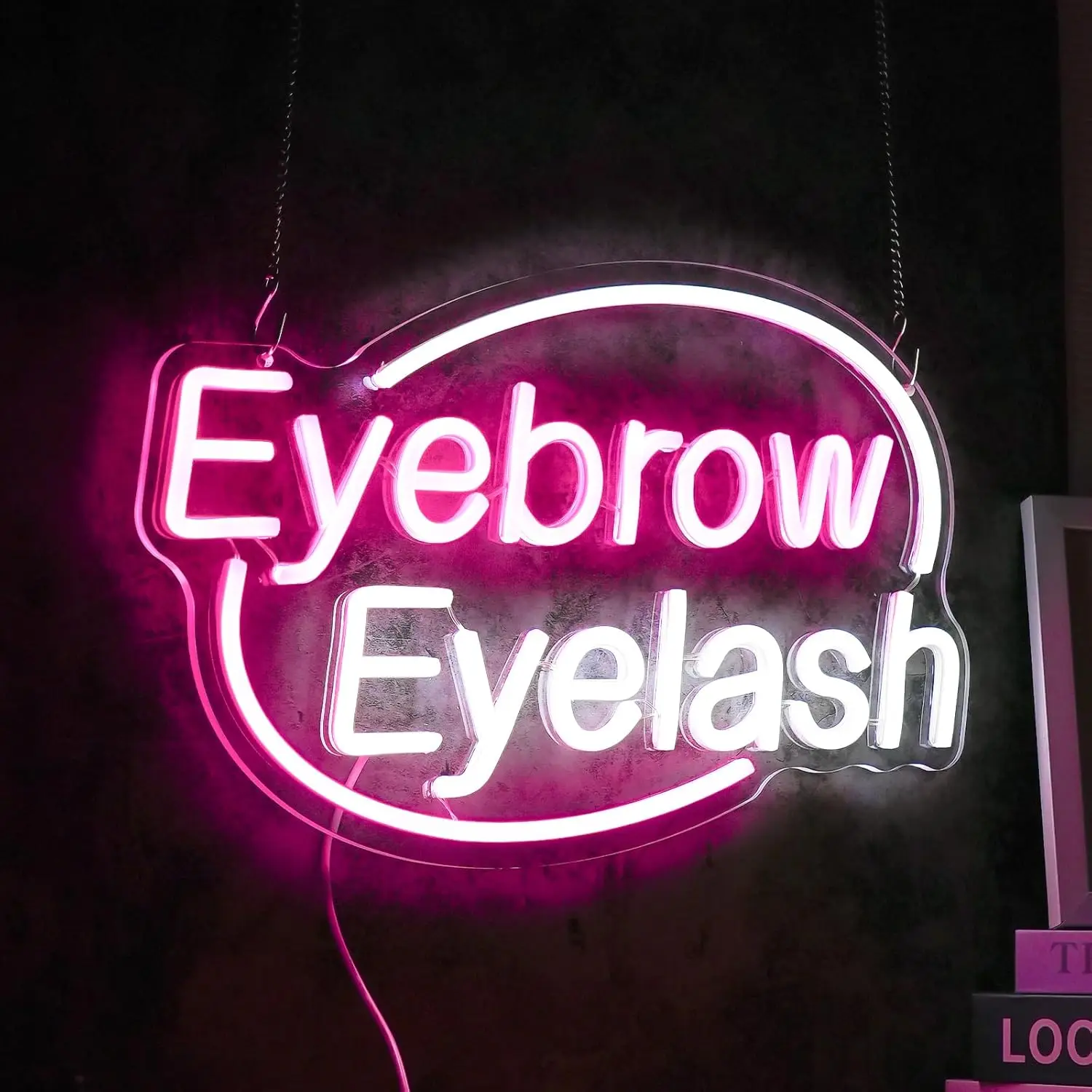 

Eyebrows Eyelash LED Neon Sign Pink White Letter for Wall Decor Girls Makeup Room Bedroom Beauty Salon Eyelash Studio 5/12V