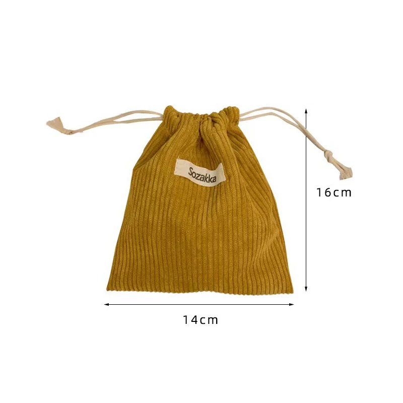 Cute Corduroy Small Coin Purse Drawstring Bag Handbags Woman Jewelry Lipstick Cosmetic Tote Rope Bags Storage Pouch String Bag