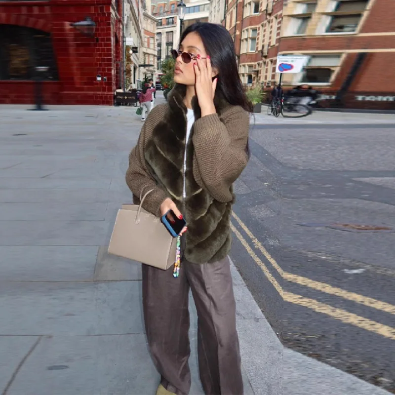 جديد إمرأة Y2K موضة أفخم مخطط سترة مشغولة من الصوف الدافئة جاكيت زيبرا الخريف والشتاء الاتجاه الخريف الشتاء معاطف الموضة 2026 #3