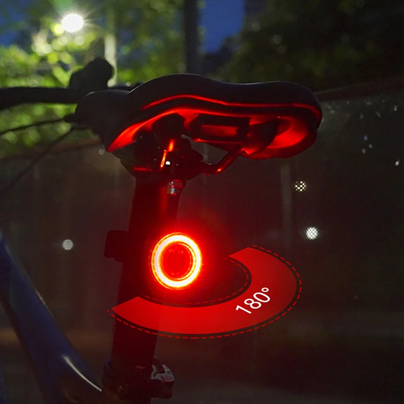 MEROCA Bicycle Rear Light USB Charging High Visibility Multifunction Flashing With Brake Sensor Tail Light MTB Road Bike Lamps