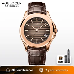 AGELOCER Original Baikal Watch Men's Luxury Gold Watch Big Calendar Business Automatic Mechanical Watch Birthday Gift for Men