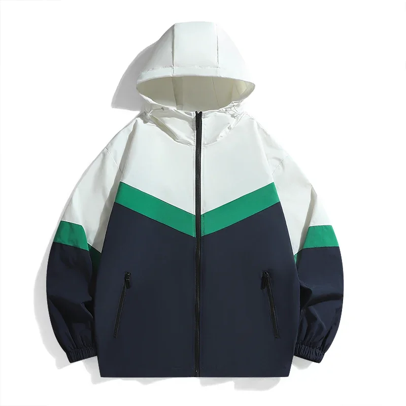 Giacca da uomo giovanile Outdoor sciolto traspirante colore bloccato cappotto sportivo da bicicletta 2024 primavera e autunno escursionismo giacca a vento da pesca