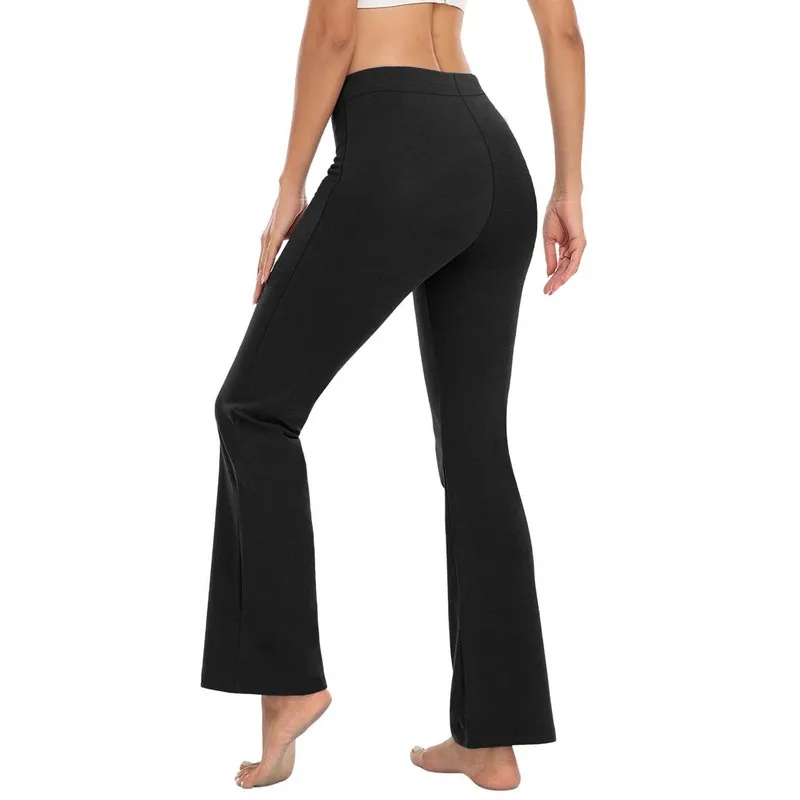 2025 moda flare calças femininas cintura regular confortável emagrecimento preto diário escritório respirável