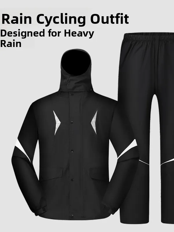 

Outdoor Motorcycle Riding Raincoat Pants Set Men's Full Body Waterproof Breathable Separate Style Bike Rider Special Use