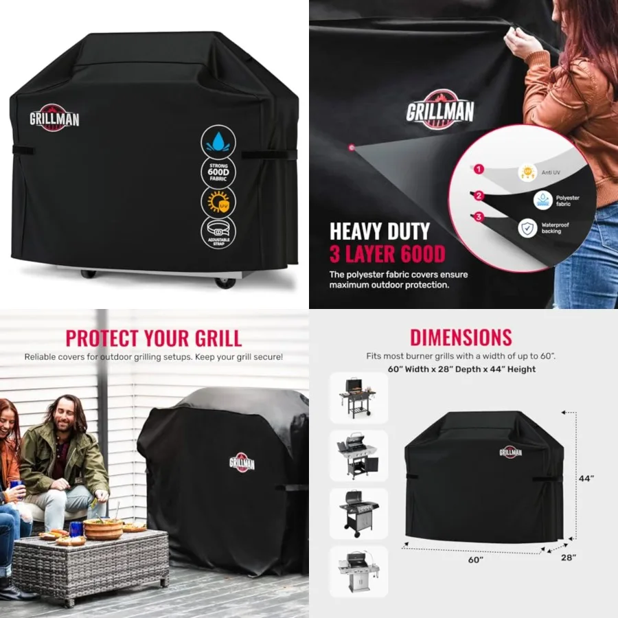 

Premium Grill Cover for Outdoor Grill, BBQ Grill Cover - Rip-Proof, Waterproof, Top Heavy-Duty Large Grill Cover - Barbecue Cov