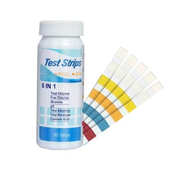 50 Strips 6 in 1 Professional 6.2-8.4ph Paper Ph Test Strips Water Soil Acidity  Swimming Pool Alkalinity Hardness Test Tool