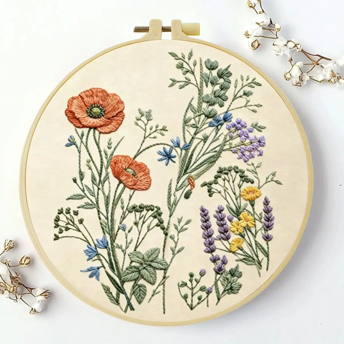 1 Stück 20X20CM/15X15CM 7,87/6,3 Zoll Blumen-Stickerei-Starter-Kit DIY-Kit DIY-Stickerei-Set Handarbeiten Heimdekoration – Detail 1