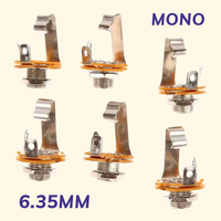 6.35mm TS Mono Female Panel Mount Jack Solder Terminal Audio Connector for Guitar Microphone Amplifier