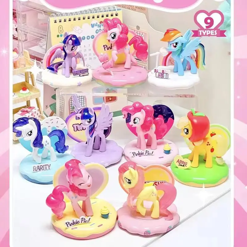 New Miniso My Little Pony Sweetheart Playground Anime Applejack Rarity Fluttershy Character Model  Kawaii Bedroom Toys Blind Box