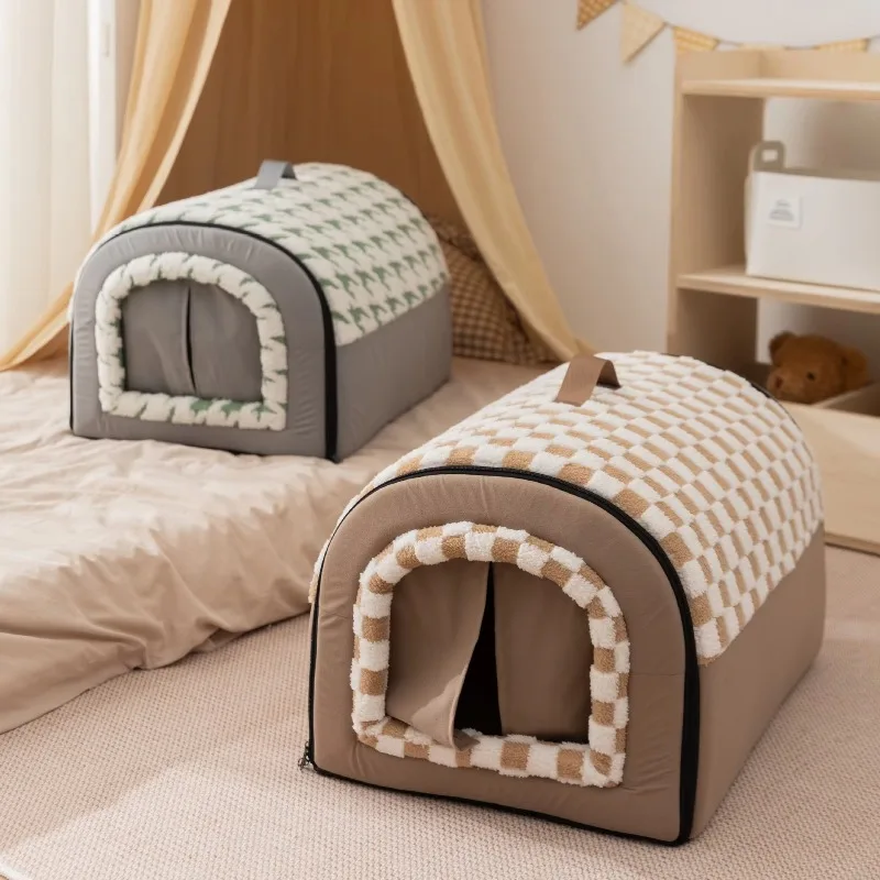 2026 new pet bed autumn and winter thickened curved house pet bed large space cat bed removable