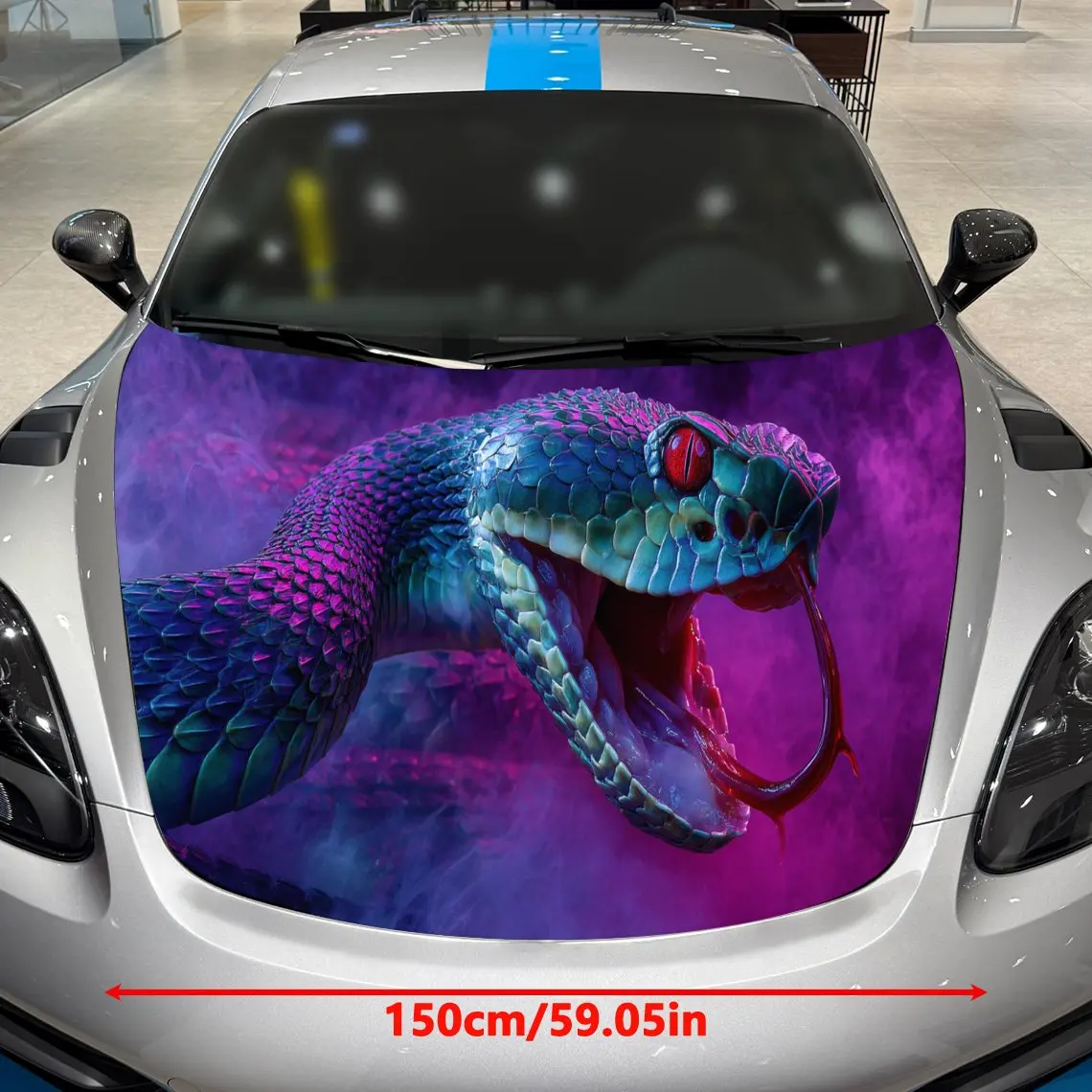 Fearsome Purple Snake Car Hood Stickers - Self-Adhesive, Waterproof and Durable Vinyl Wrap, Decorate And Protect Your Car - The