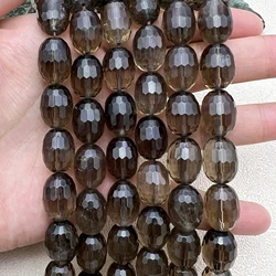 13x18MM 22PCS Large Natural Smoky Quartz Crystal Faceted Barrel Cutting Nugget Beads For DIY Jewelry Making