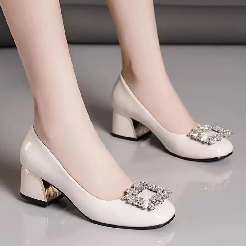 

Genuine Leather Soft Sole Women's Work Loafers with Anti-Slip and Medium Heel 2026 Spring Summer New
