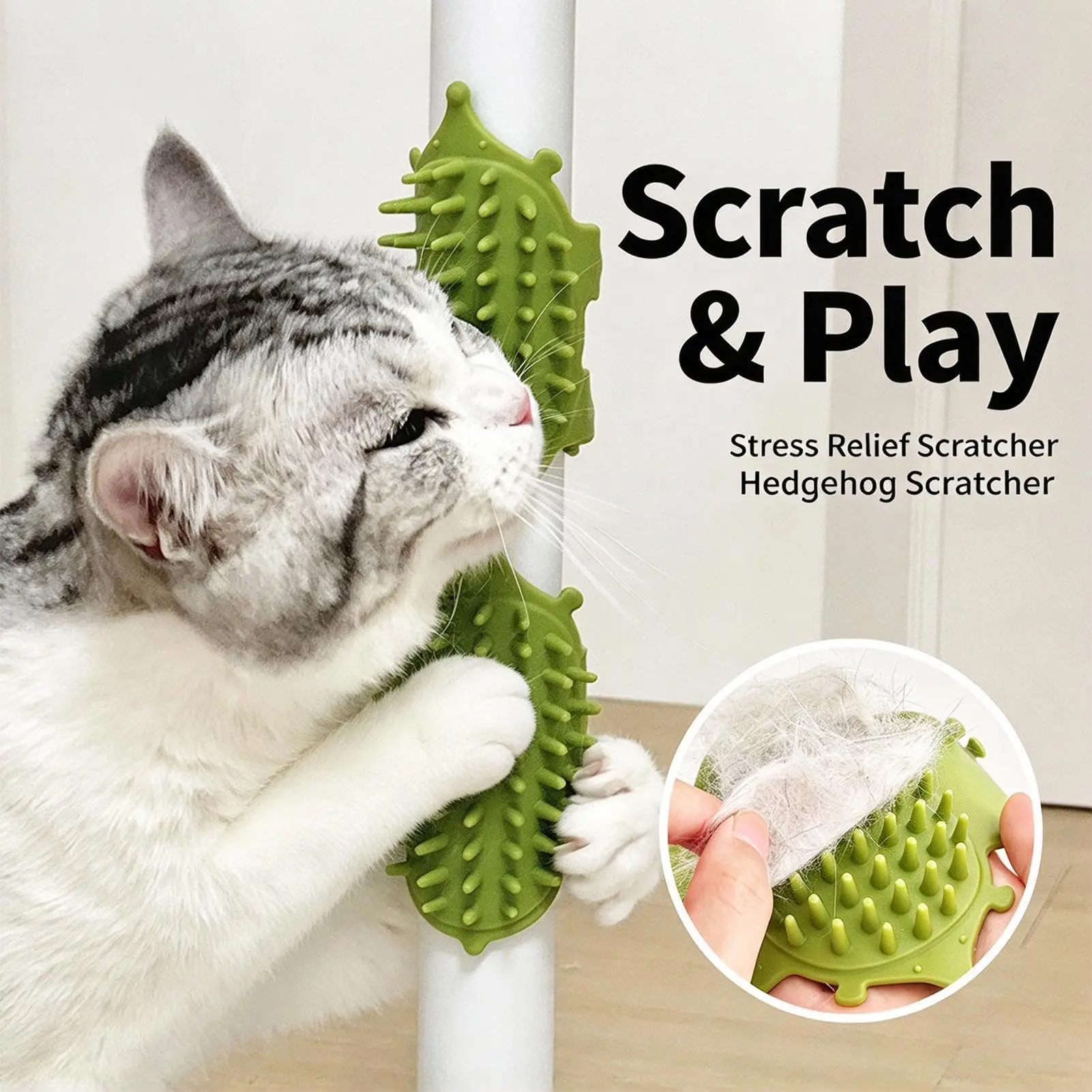 2pcs Table Leg Cat Self-Grooming Brush, Pet Grooming Scraper with Adjustable Strap, Anti-Itch Massage Toy for Cats And Dogs