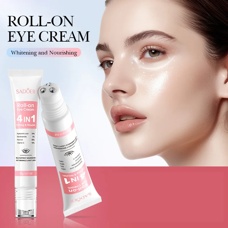 1/2/3pcs SADOER 아이 크림 레티놀 니코틴아미드 히알루 론산 비타민 C 안티 다크 서클 4in1 모이스춰 라이징 안티 에이징 아이 세럼