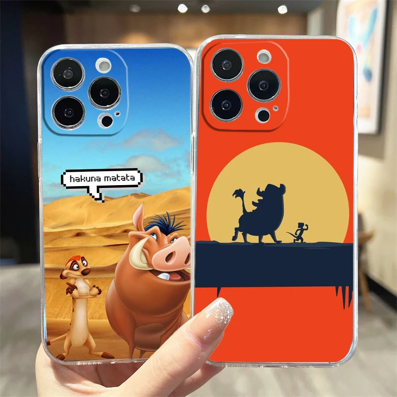 Disney Lion King Cute Transparent Phone Case For Apple iPhone 15 14 13 12 11 Mini XS XR X Pro MAX 8 7 6 Plus Cover