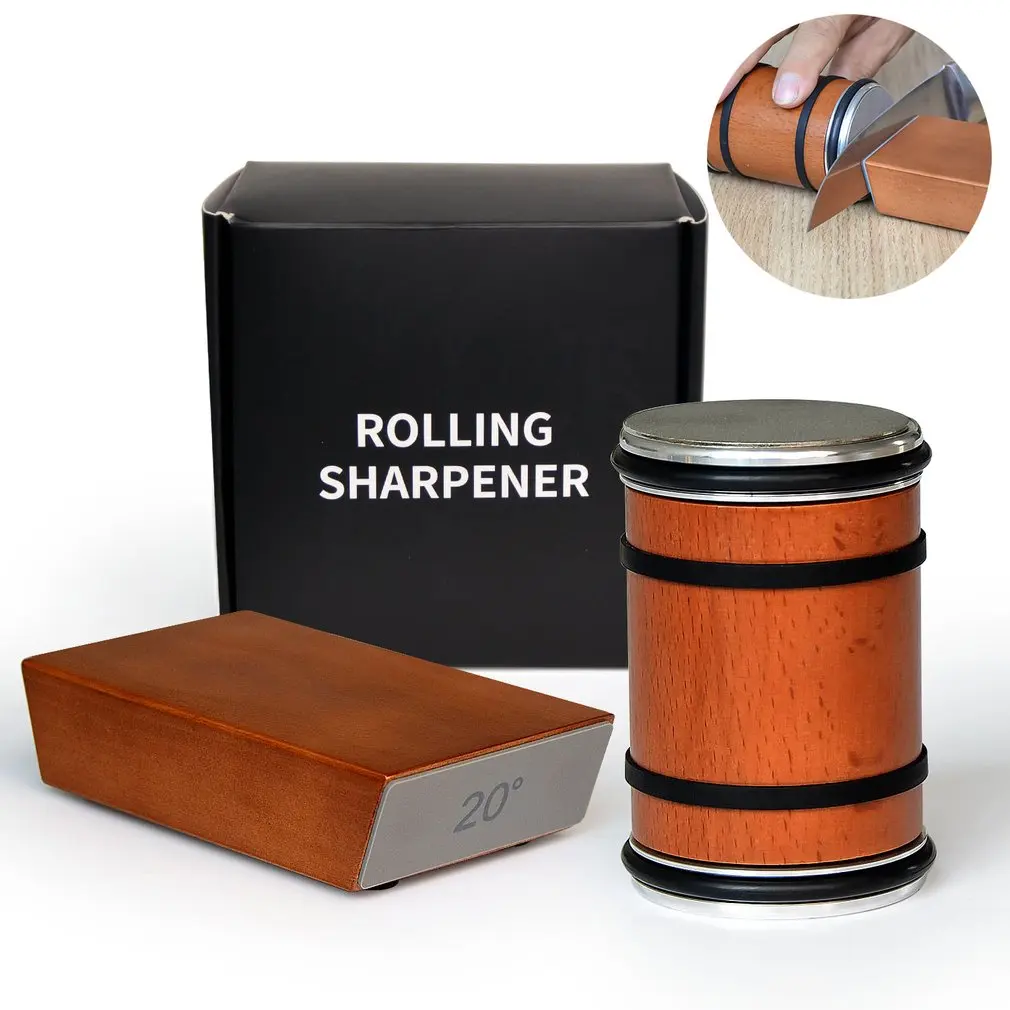 Rolling Knife Sharpener With Leather Strop Knife Sharpener Kit Durable Reliable Rolling Knife Sharpener Kit 15/20/18/22°