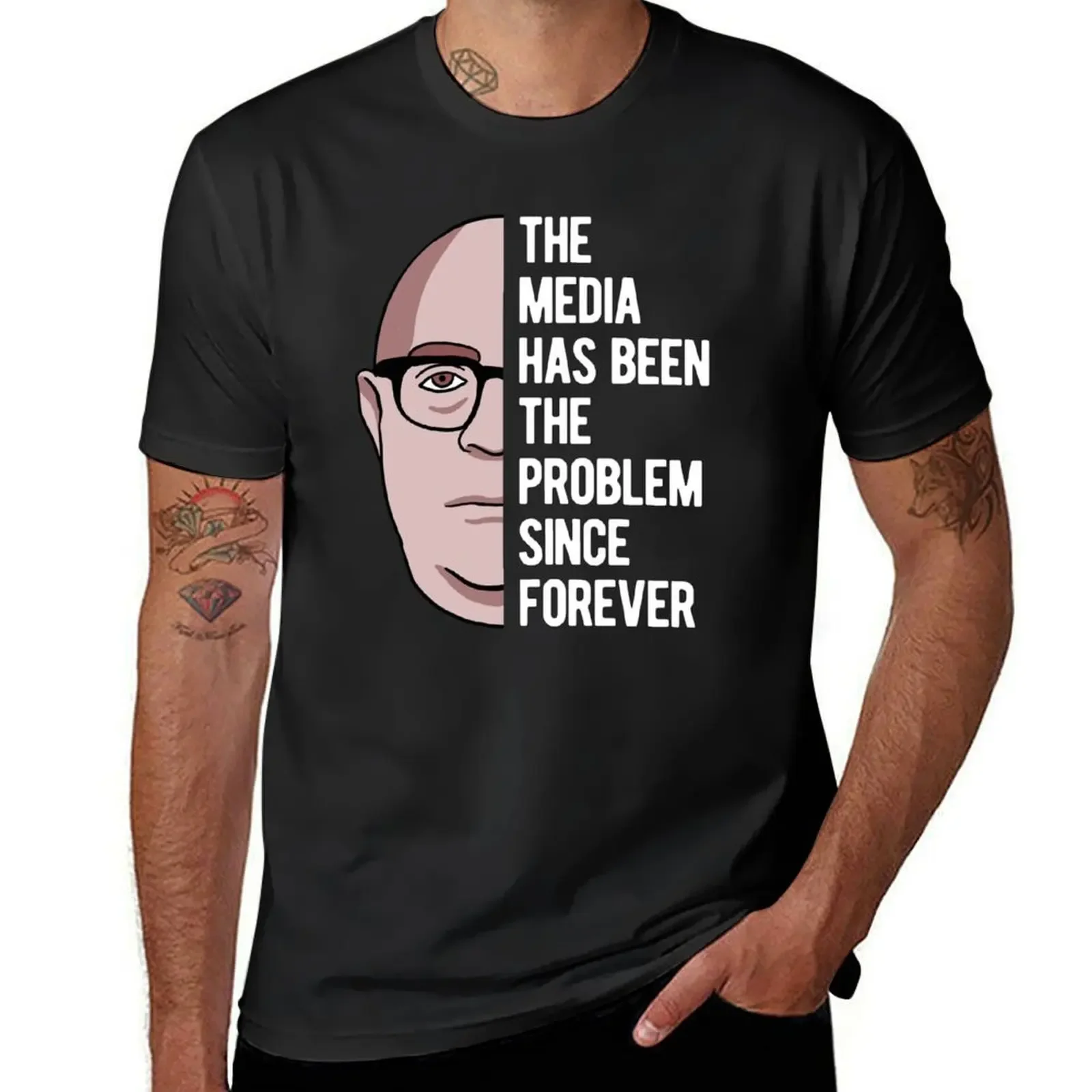 Theodor Adorno - Media Is The Problem - Philosophy T-Shirt summer tops customs anime clothes slim fit t shirts for men