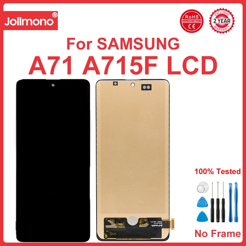 Super Amoled Screen for Samsung Galaxy A71 LCD Display Digital Touch Screen with Frame for Samsung A71 A715 A715F Replacement