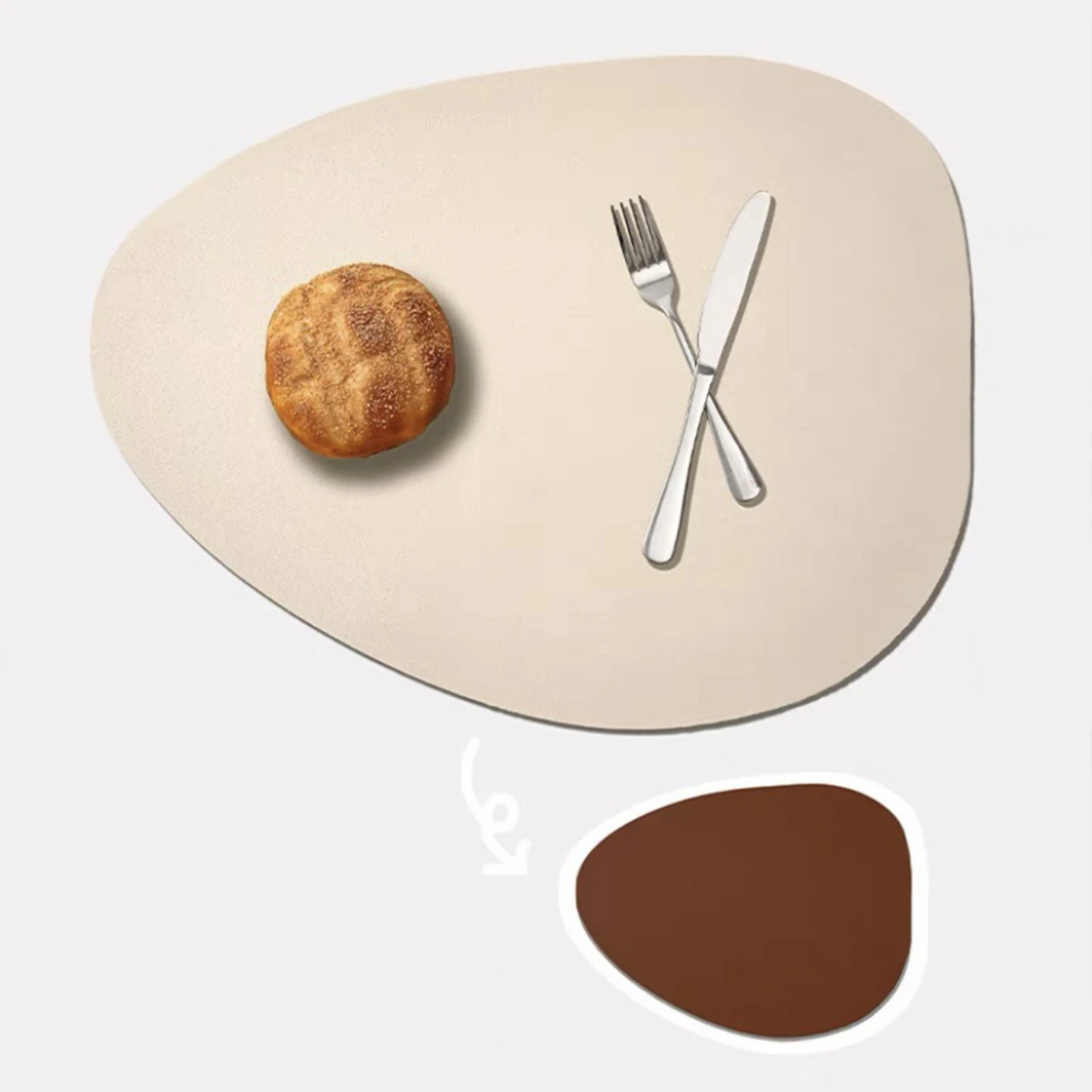 Scandinavian Double-sided Irregular Table Mat Leather Heat Insulation Non-slip Mat Japanese Dinner Plate Bowl Mat