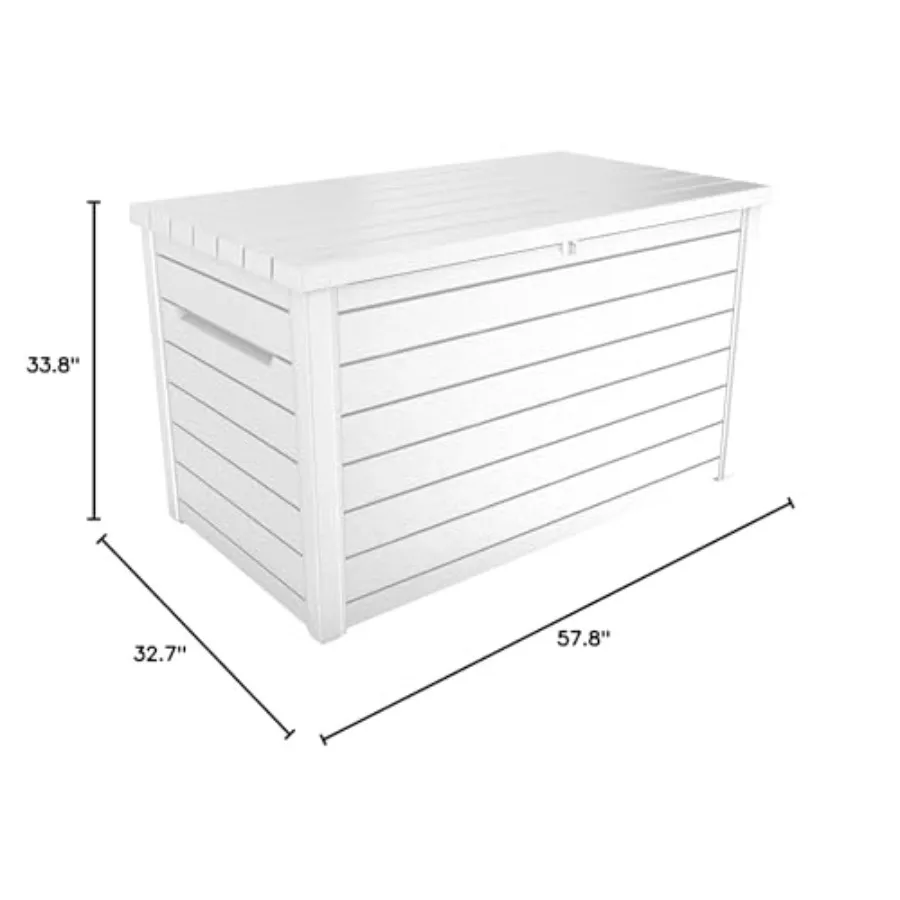 Outdoor patio deck storage box for 230-gallon capacity, XXL size, white polypropylene resin, weather-resistant and lockable view 3
