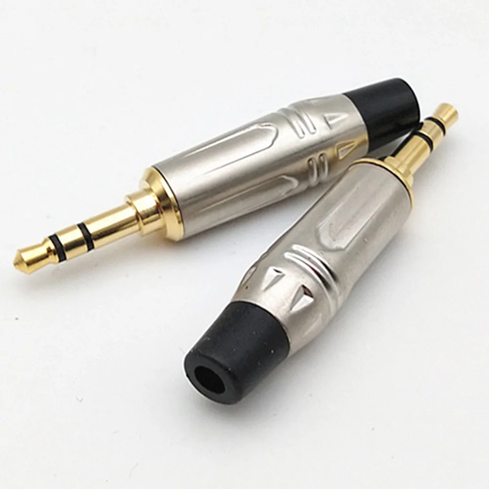 1PC Gold-plated 3.5mm Headphone Jack Plug Three-core Stereo Two-channel Computer Audio Audio DIY Wiring Plug Connector Adapter