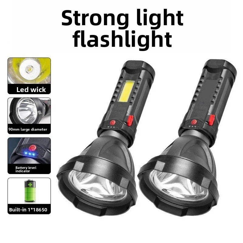 

Многофункциональный мощный фонарик с лазерной пушкой, перезаряжаемый через USB, длительный срок службы, функция прожектора