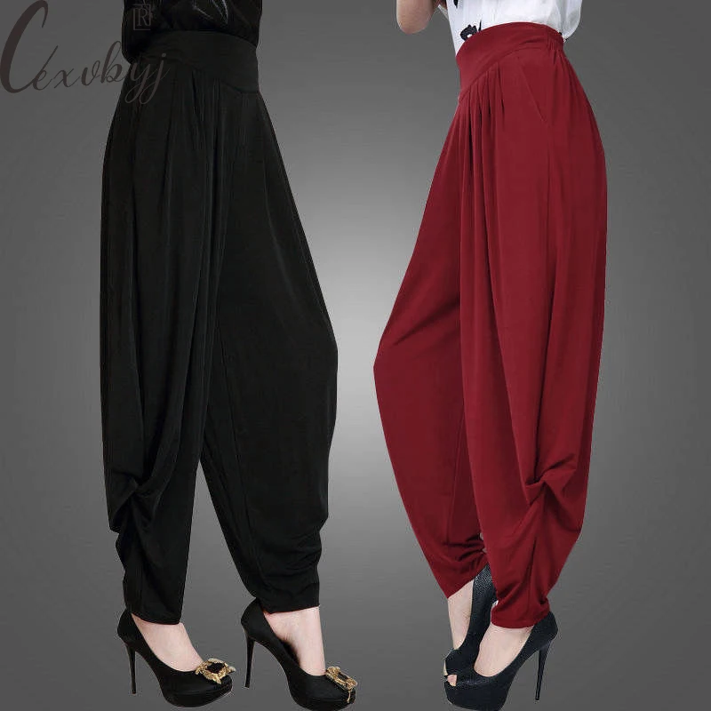 

Loose Harem Pants Women Elastic High Waist Baggy Trouses Plus Size summer Mom Pants Ladies Casual Lantern Wide Leg Pantalones