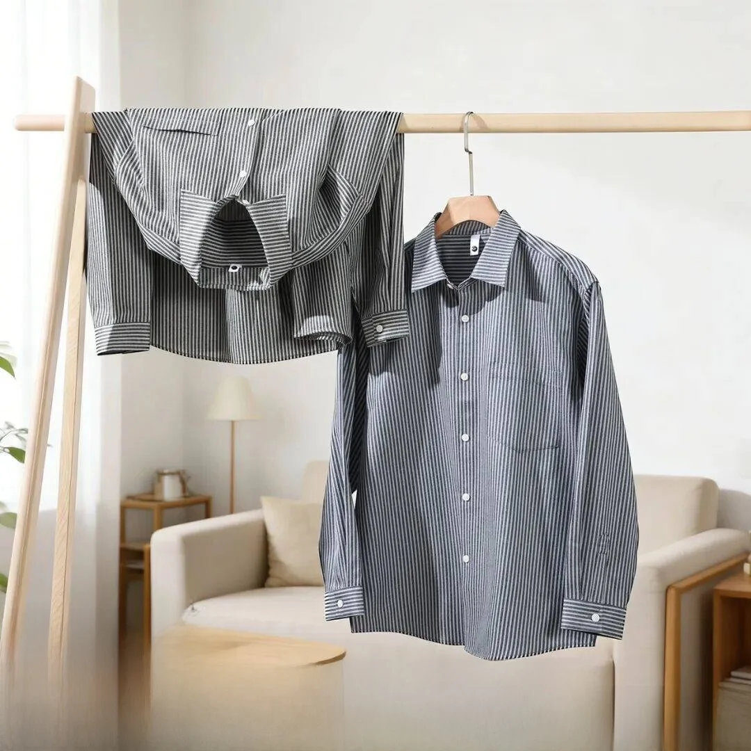 

Waed Cotton Linen Blend Men's irt Breathable Faionable Collar Spring Summer Striped Casual Sle Long Sve Button up