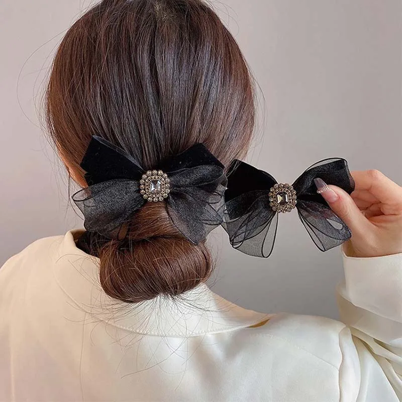 2025 New Fashion Black Mesh Bow Hairpin Ladies Retro Simple  display picture 2