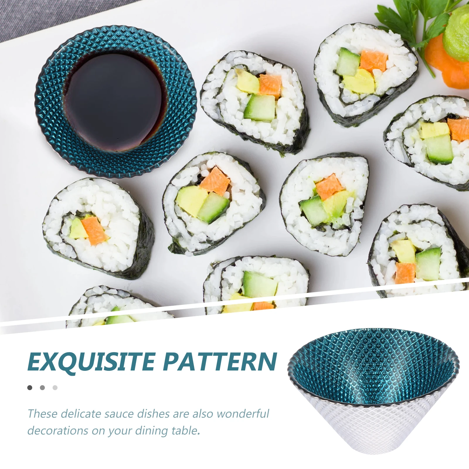 

1Pcs Glass Sauce Dish Exquisite Shape Stable Base Perfect Texture for Dipping Sauce Seasoning Spices Vinegar Snack Plate