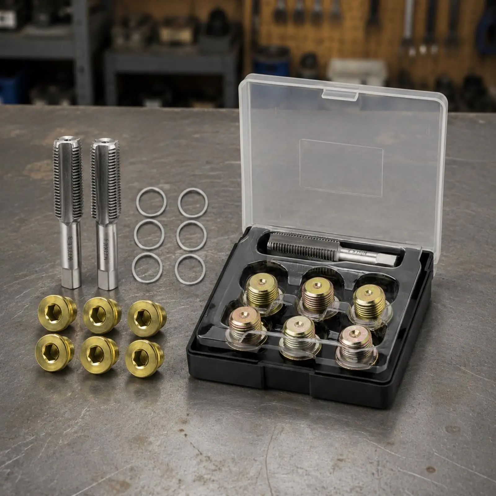 13 Pieces Oil Drain Plug Repair Kit Metric Universal Oil Pan Thread Repair Set Easy to Use Storage Case for DIY Mechanics