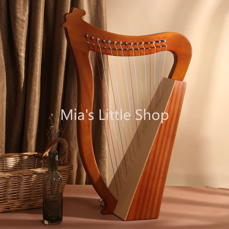 15 String Lyre Harp for Beginners Small Portable Mahogany Harp Instrument with Bag