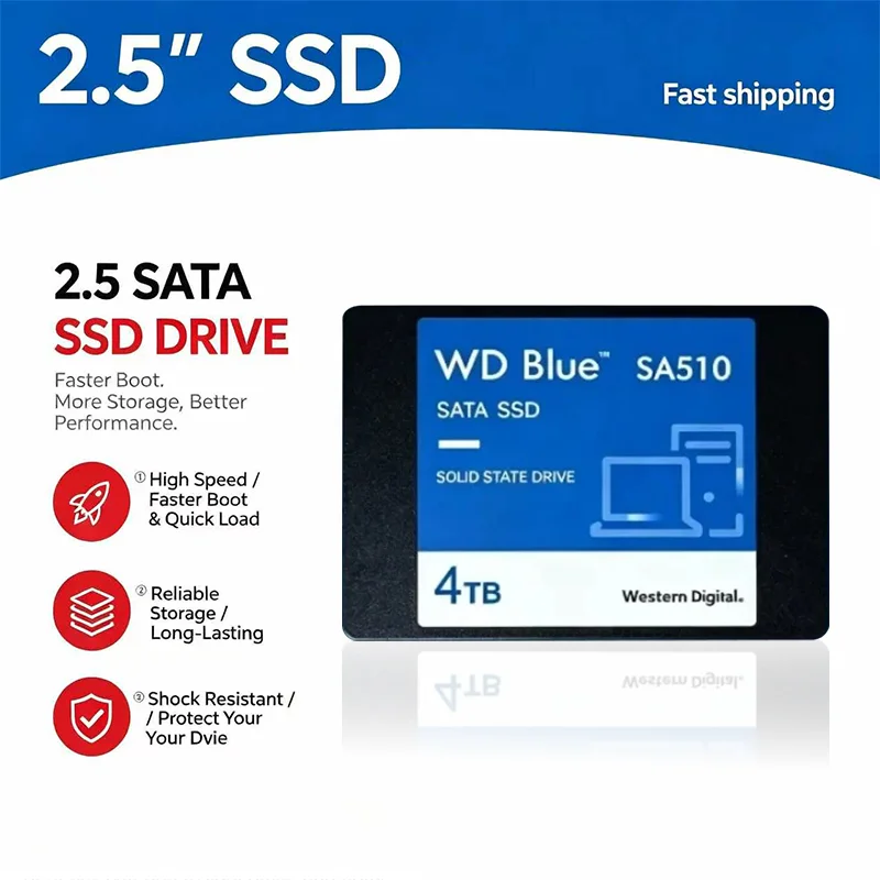 Original WD Blue SA510 500GB 1TB 2TB 4TB SATA 3.0 2.5"  WD SSD Hard Disk Disc Internal Solid State Drive for Laptop Desktop