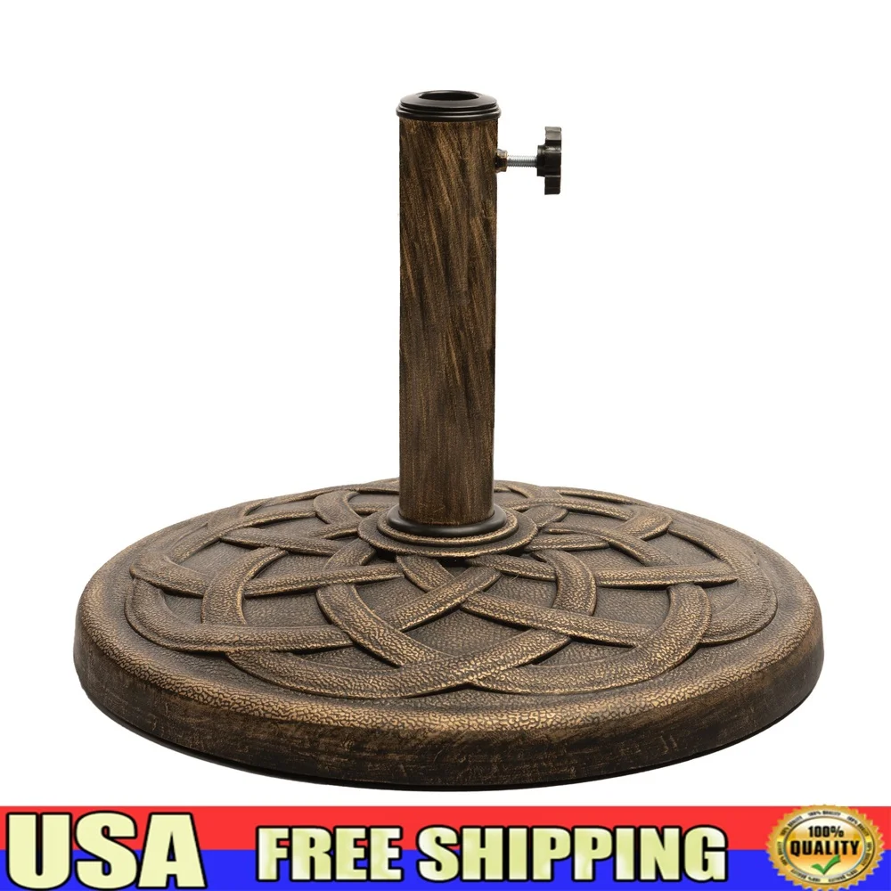 26lb Adjustable Umbrella Base Cast Stone Outdoor Stand Patio Table Weather Resistant Heavy Duty Support Garden Umbrellas