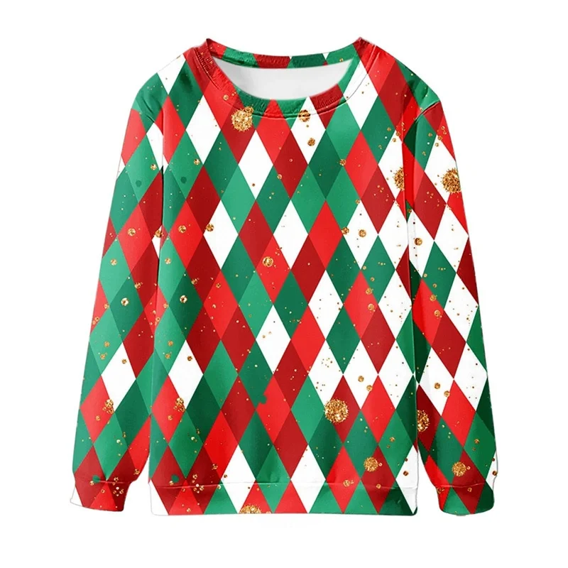 

Мужская толстовка с круглым вырезом и разноцветным узором, пуловер с 3D принтом, осенний свободный праздничный свитшот с длинными рукавами, топ