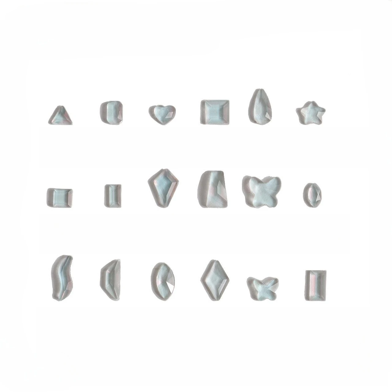 Boutique Transparent Ocean Aurora Flat bottom nail art rhinestones Glass crystal 3D nail decoration Multiple shapes wholesale