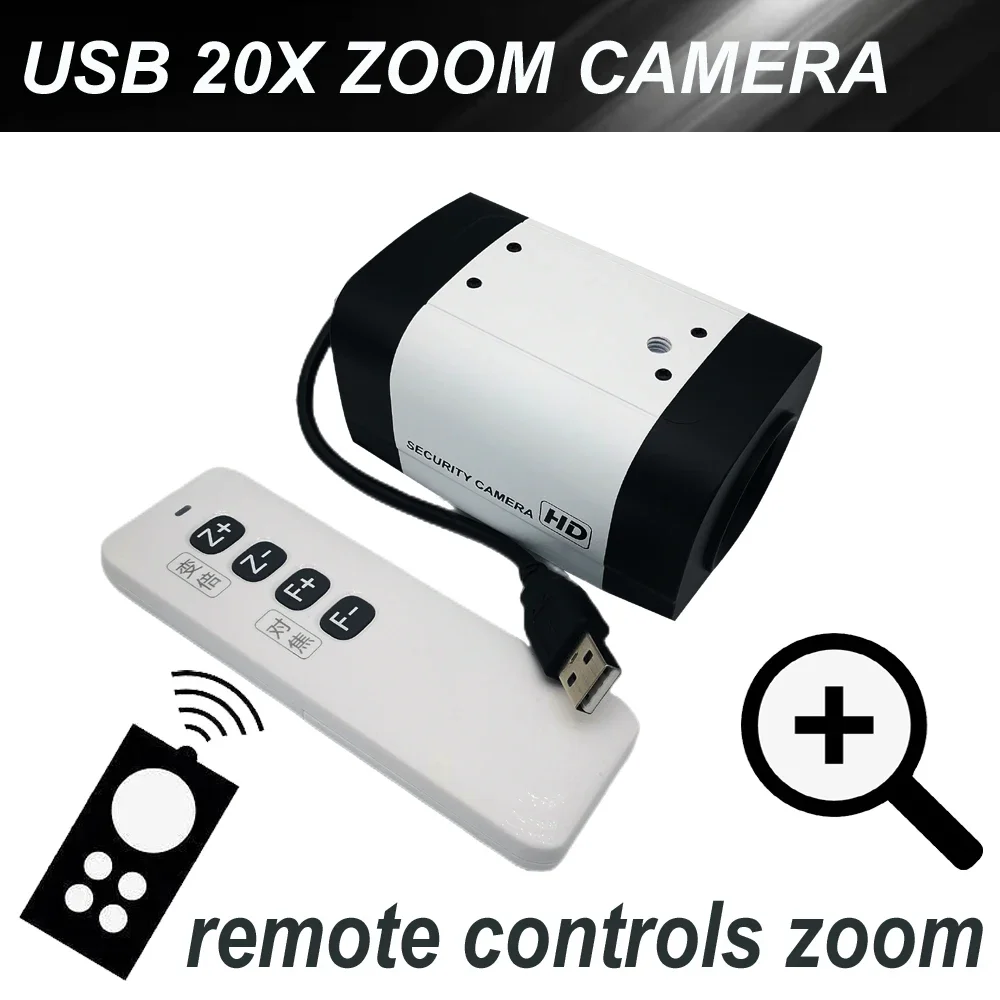 USB 8MP 4K Video Conference Camera with 20X Optical Zoom and Wireless Remote for Church Broadcast