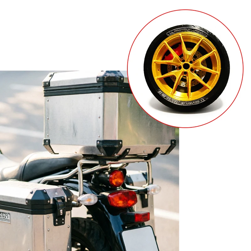 1PCS Motorcycle Car Body Ornament Mini Simulation Tire Decoration Wheel Model 3D Printed Adhesive  Moto Decor Replacement Part